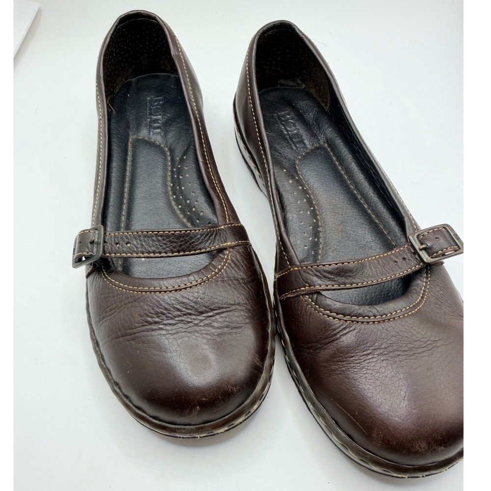 Born Mary Jane Shoes Women Size 8 Brown Leather Buckle Comfort Flats